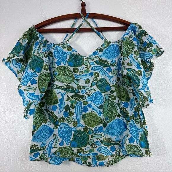 Anthropologie Vanessa Virginia Puget Fish Blouse Top Size 4 Small - Picture 6 of 8